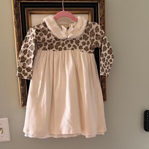 Leopard Print Baby Dress with Cream Skirt